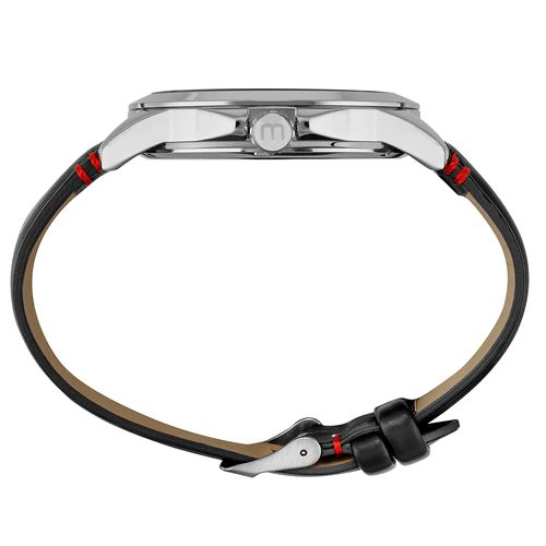 Relógio Masculino Preto Prata Calendário Couro 48mm