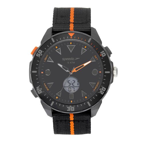 Relógio Speedo Anadigi Esportivo Nylon Laranja e Preto