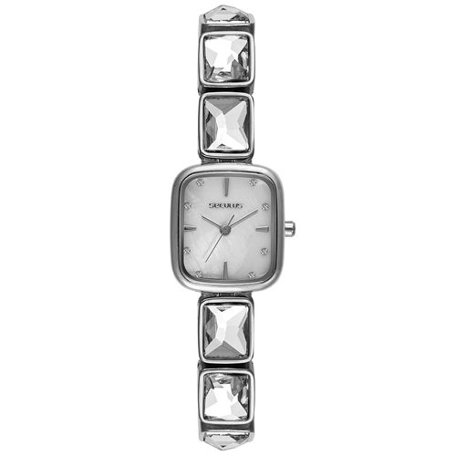 Relógio Feminino Quadrado Branco Metal