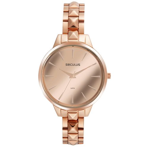 Relógio Feminino Seculus Aço Rose Gold Redondo