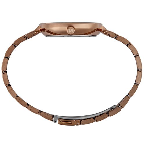 Relógio Feminino Analógico Cristais Visor Amplo Marron