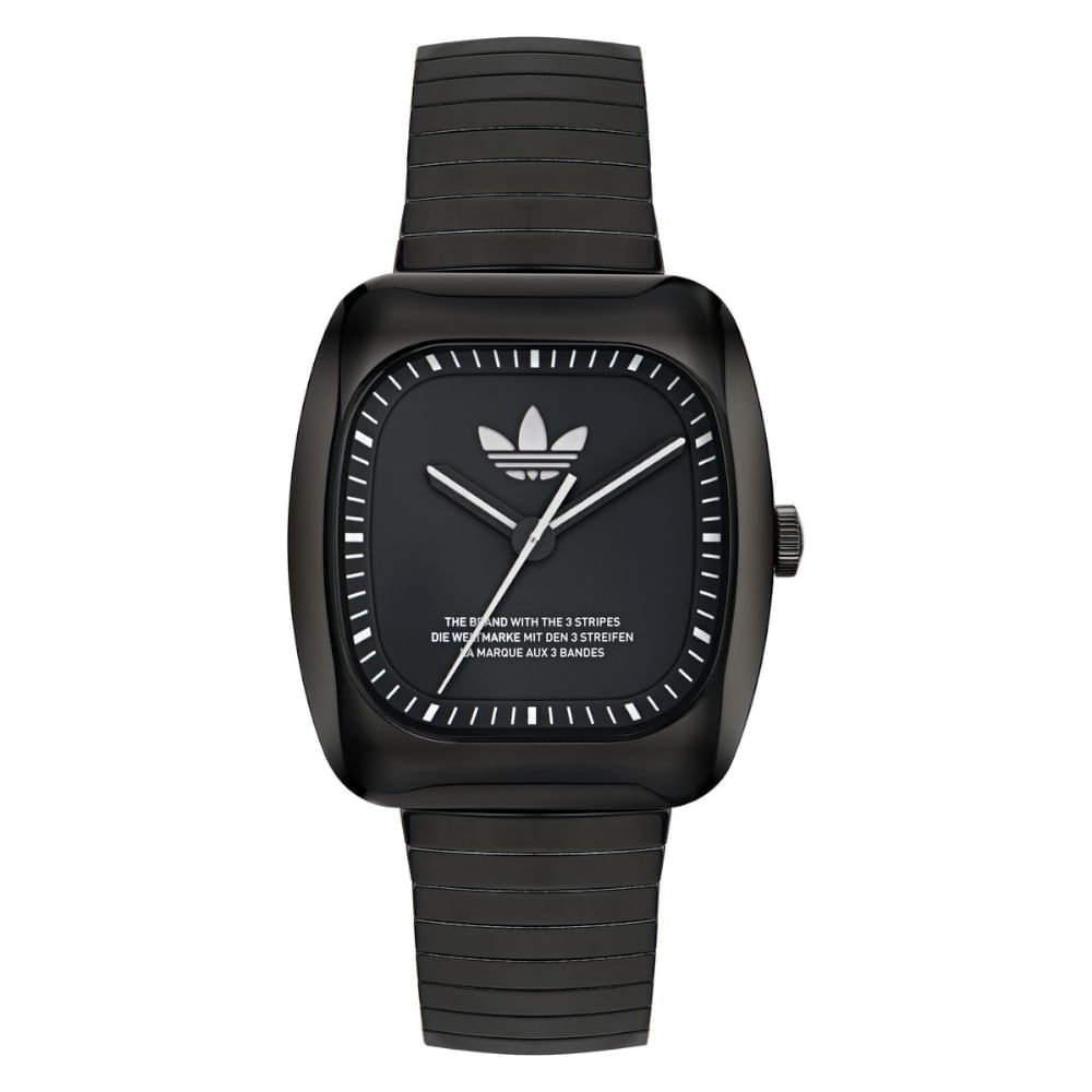皐月恵　STRAP Relógio Adidas Quadrado Retrô Preto