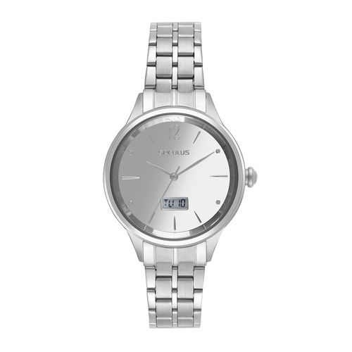 Relógio Feminino Anadigi Prata Minimalista Dial Espelhado