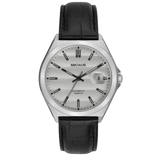 Relógio Seculus Masculino Automático Prata Texturizado